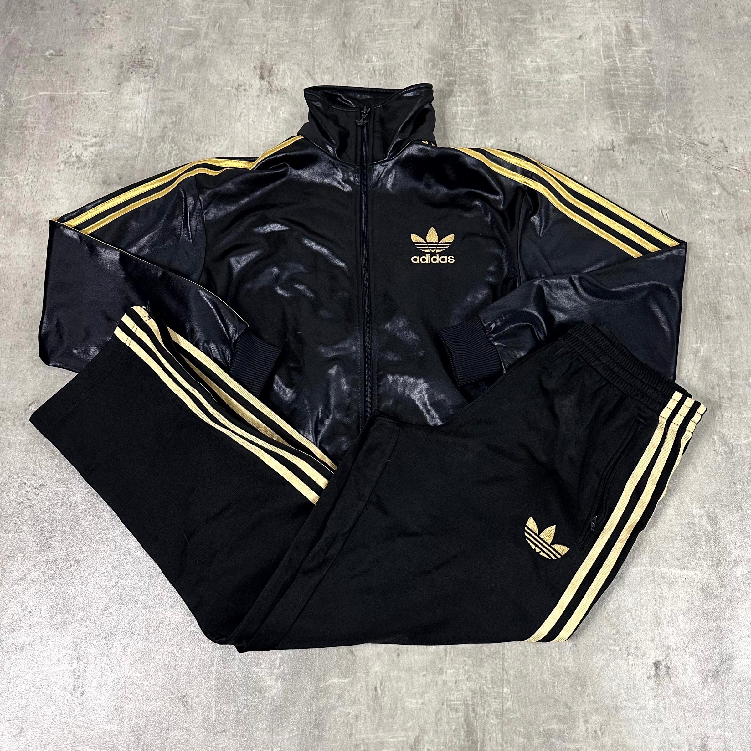 Black and gold adidas tracksuit on sale