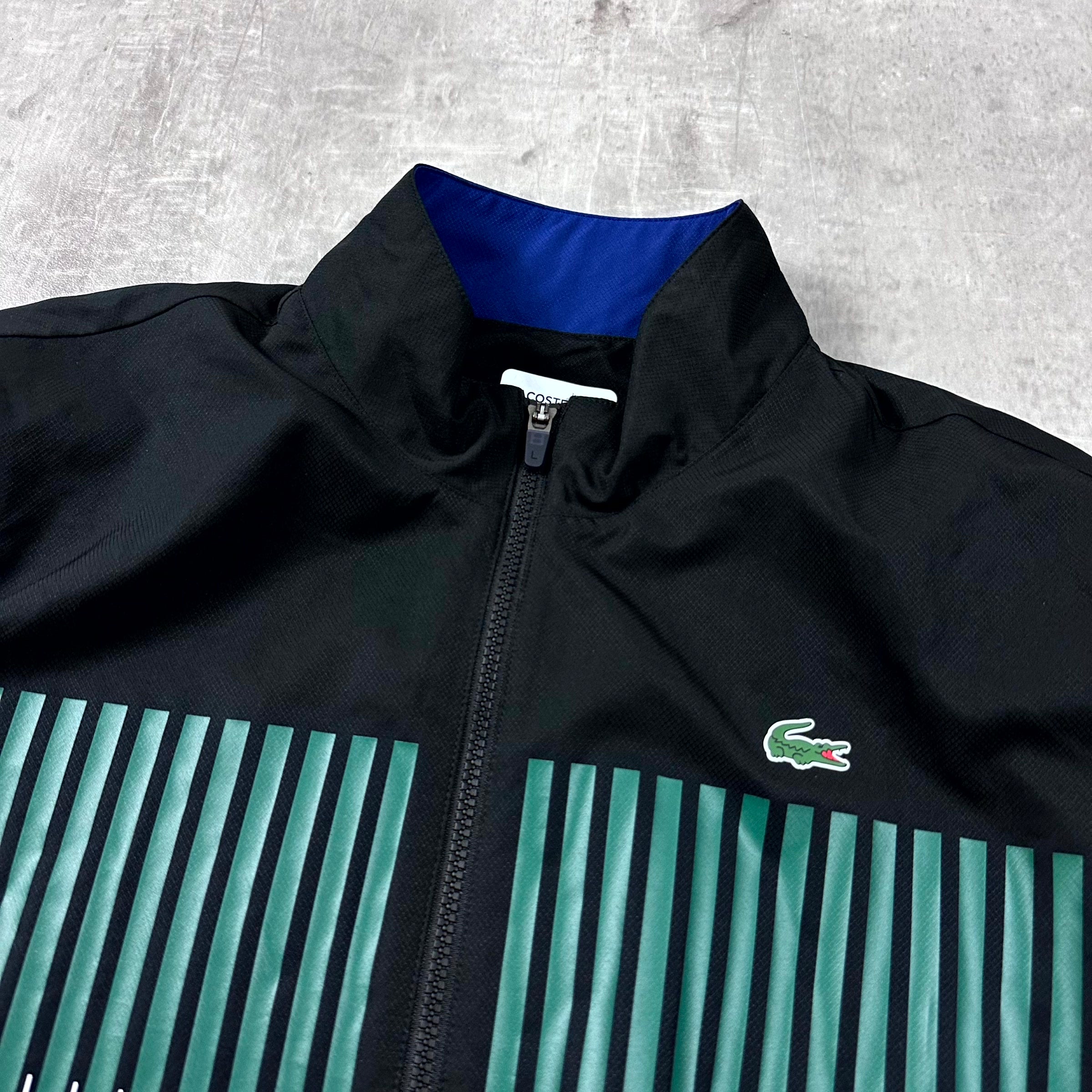 Black lacoste tracksuit on sale